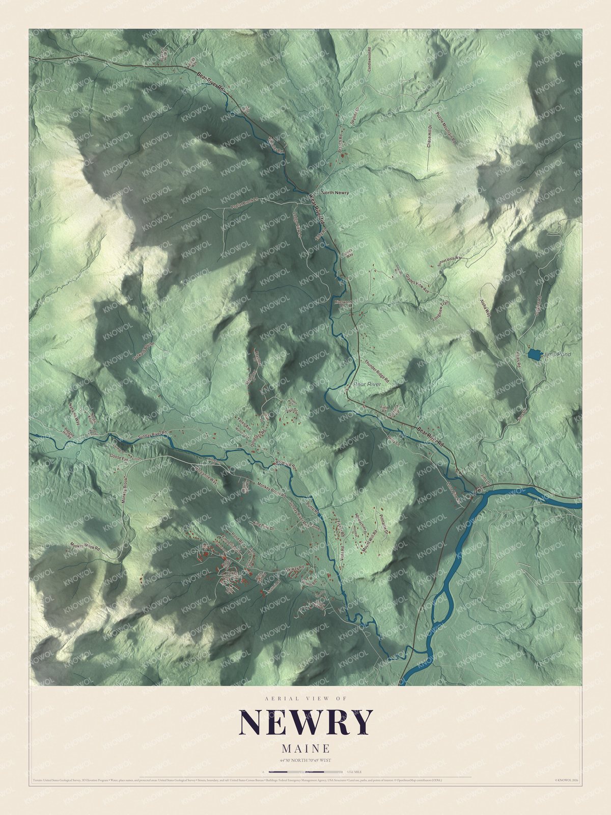 Protected watermarked complete map of Newry, Maine