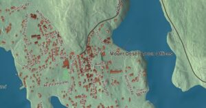 Close-up of the Northeast Harbor, Maine aerial map
