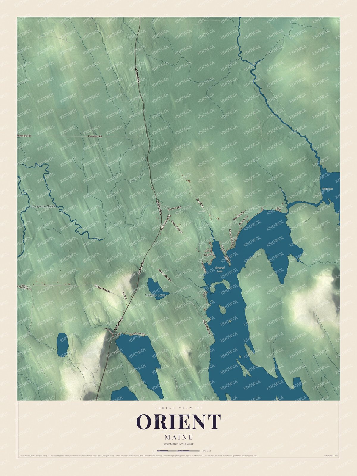 Protected watermarked complete map of Orient, Maine