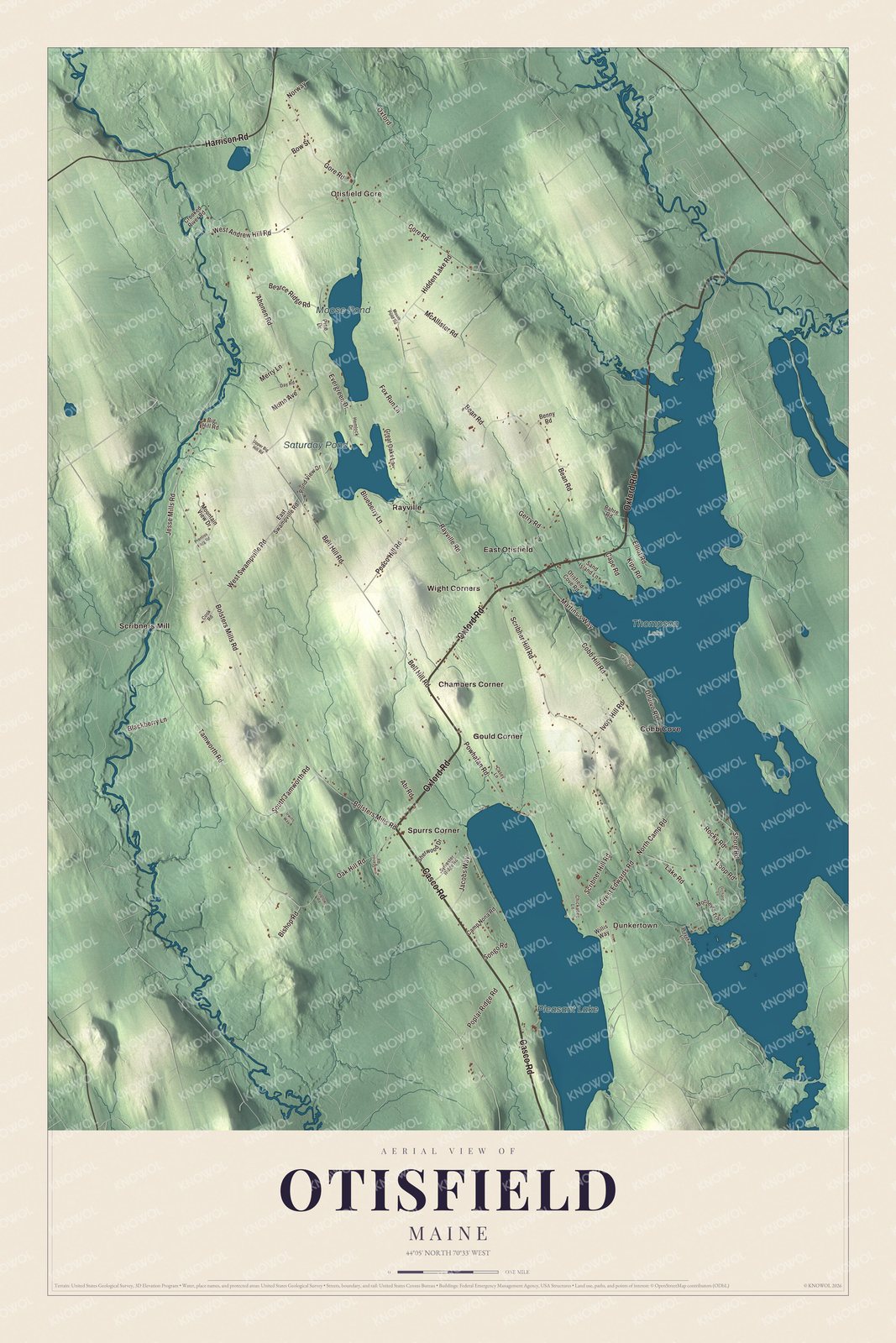 Protected watermarked complete map of Otisfield, Maine