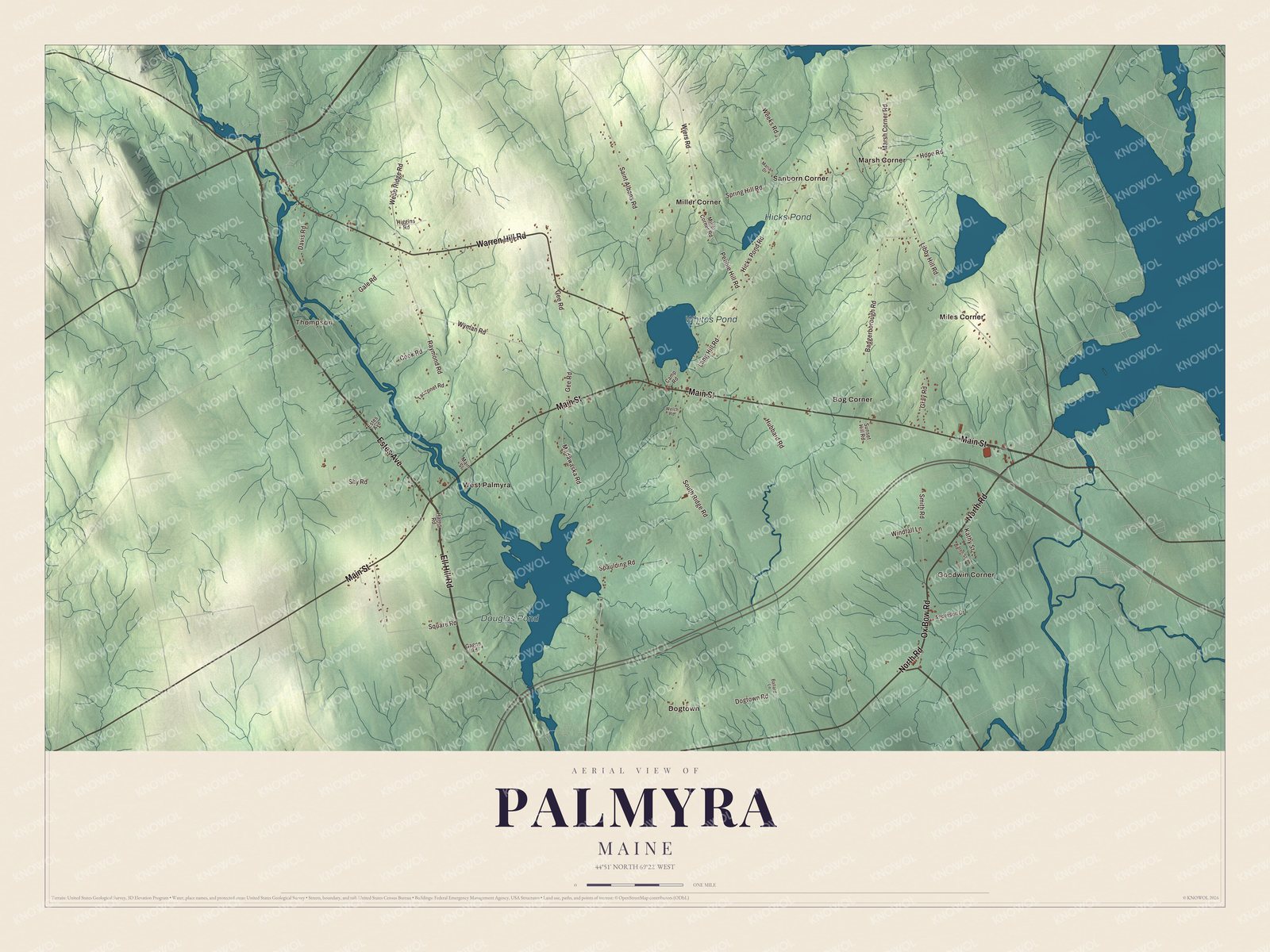 Protected watermarked complete map of Palmyra, Maine