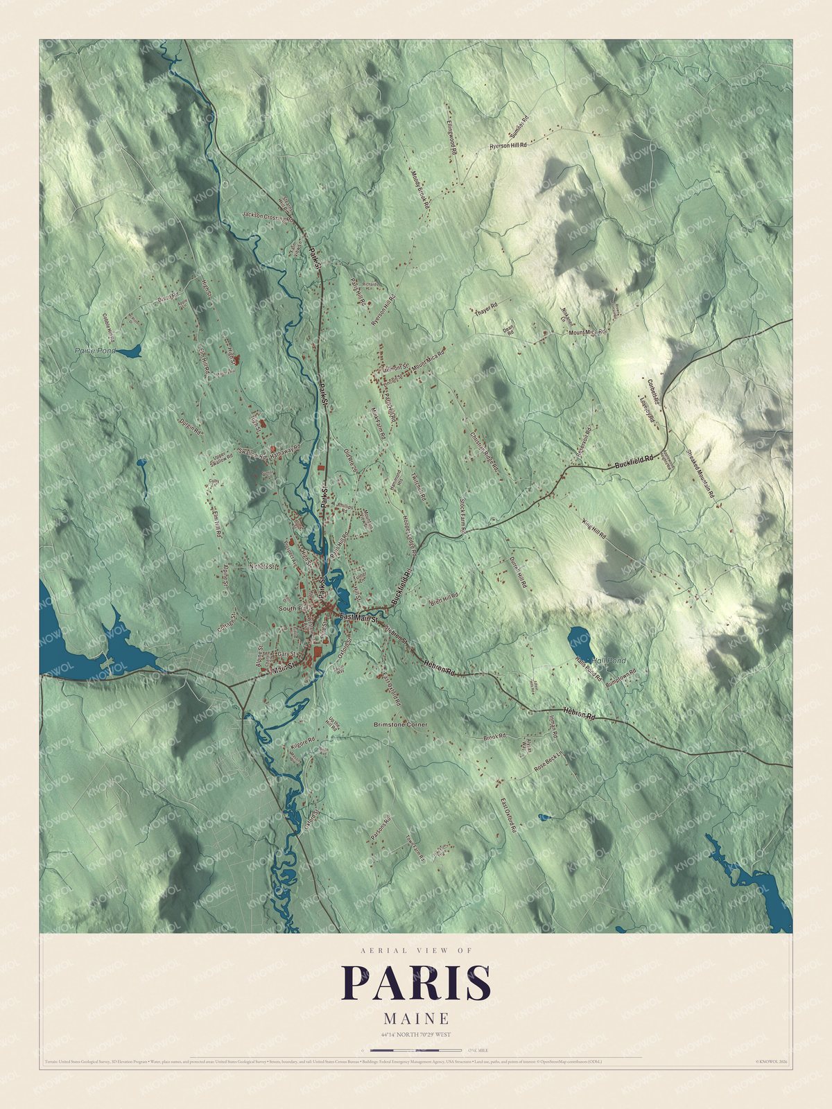 Protected watermarked complete map of Paris, Maine