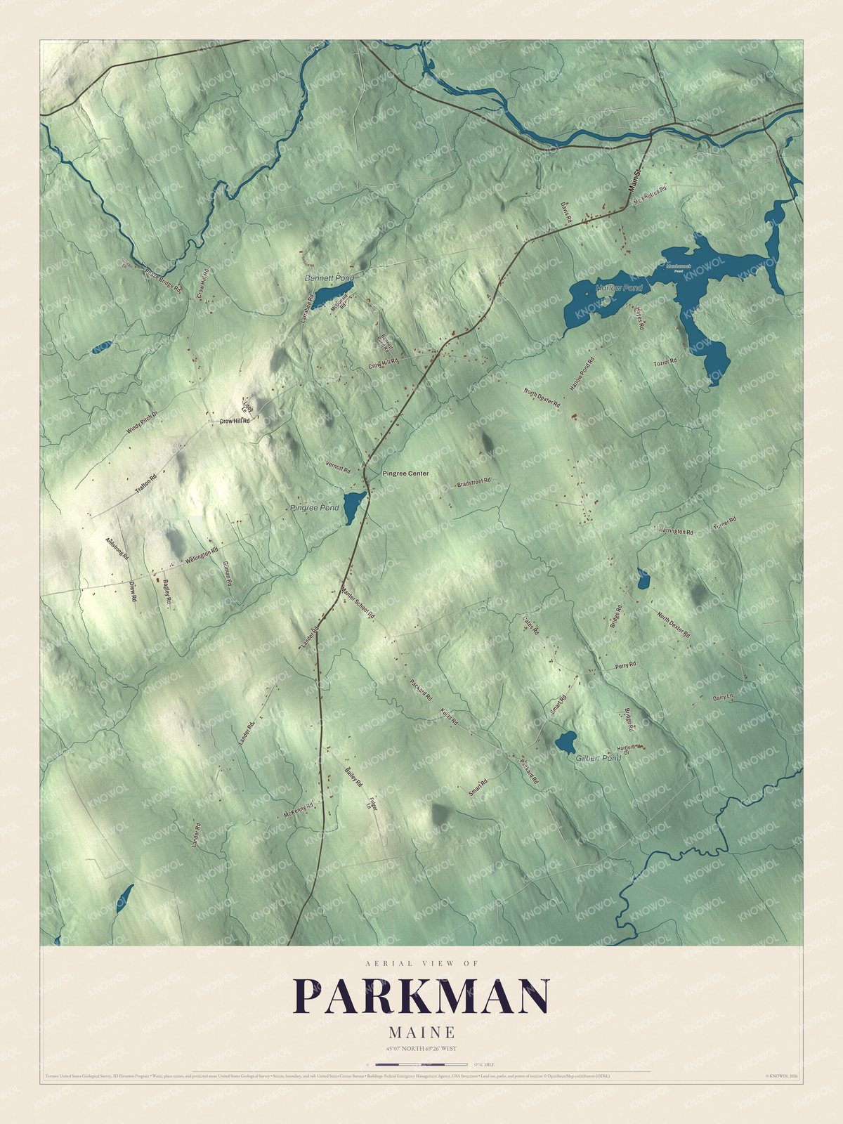 Protected watermarked complete map of Parkman, Maine