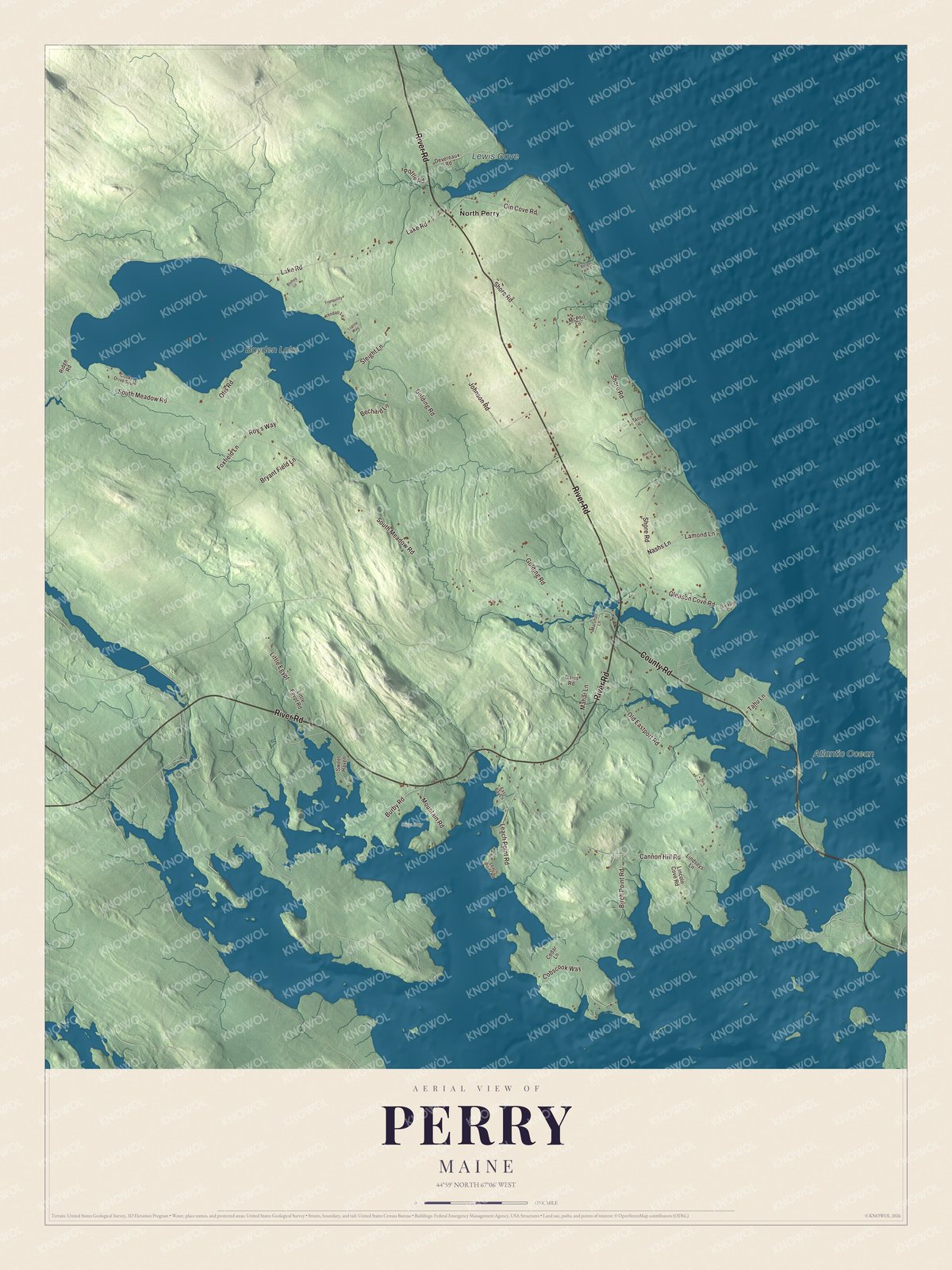 Protected watermarked complete map of Perry, Maine