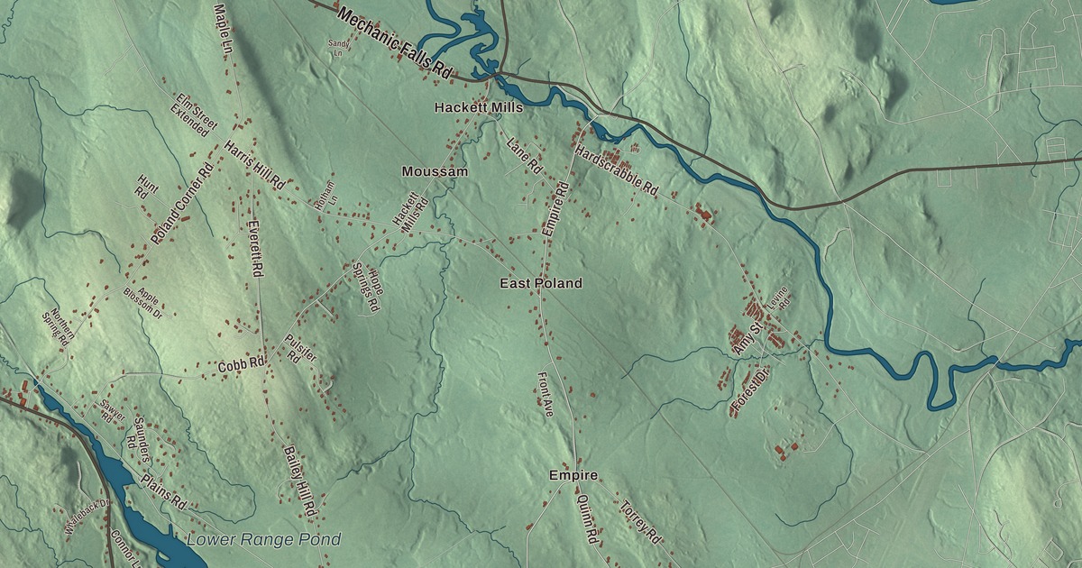 Map of Poland, Maine