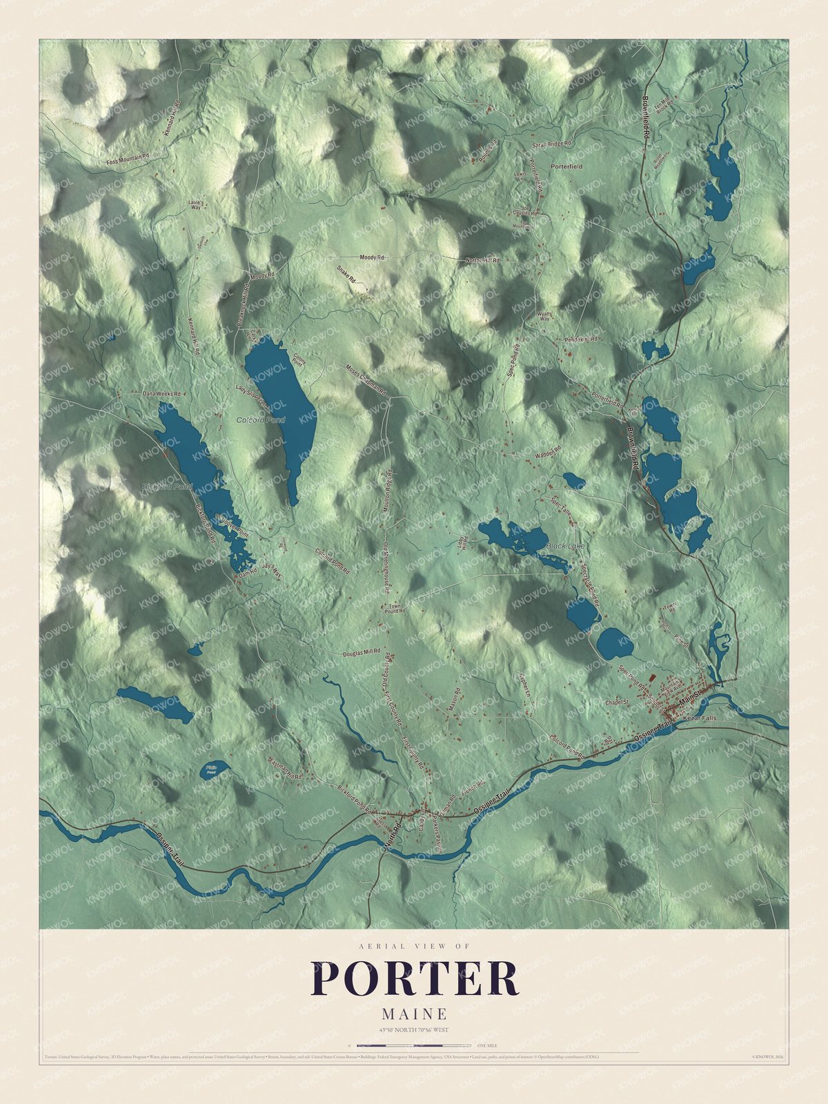 Protected watermarked complete map of Porter, Maine