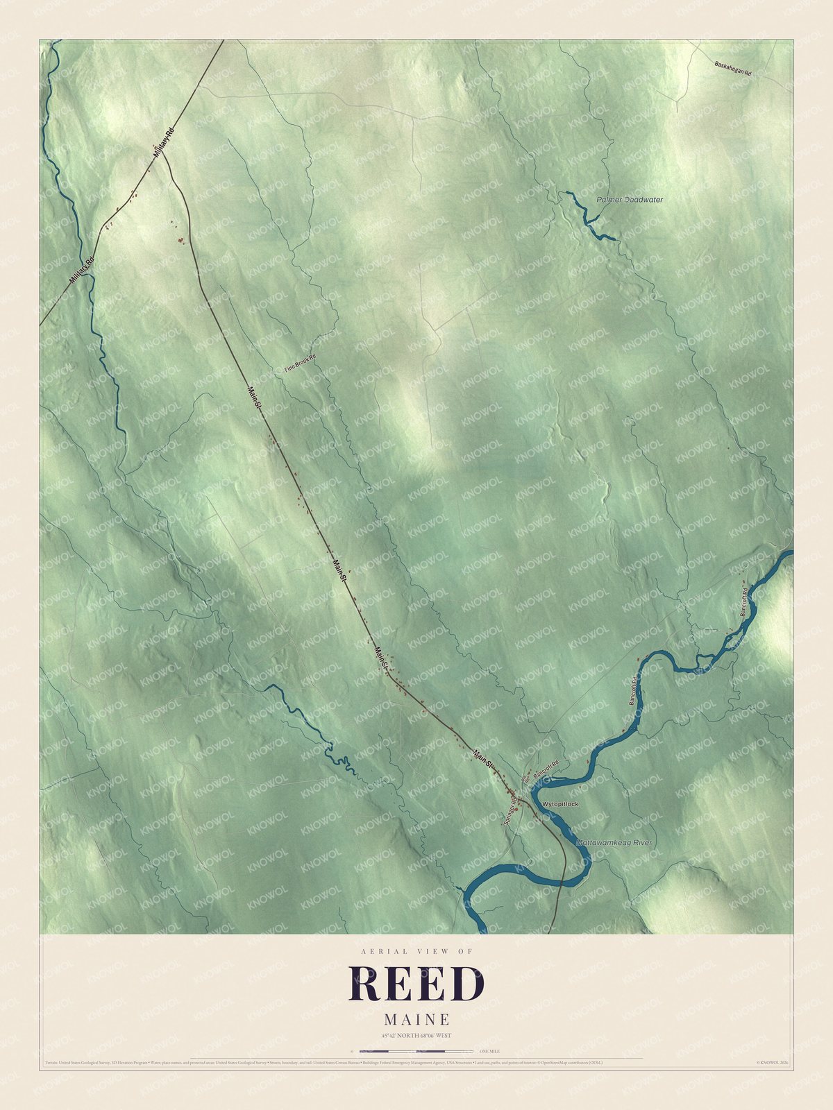 Protected watermarked complete map of Reed, Maine