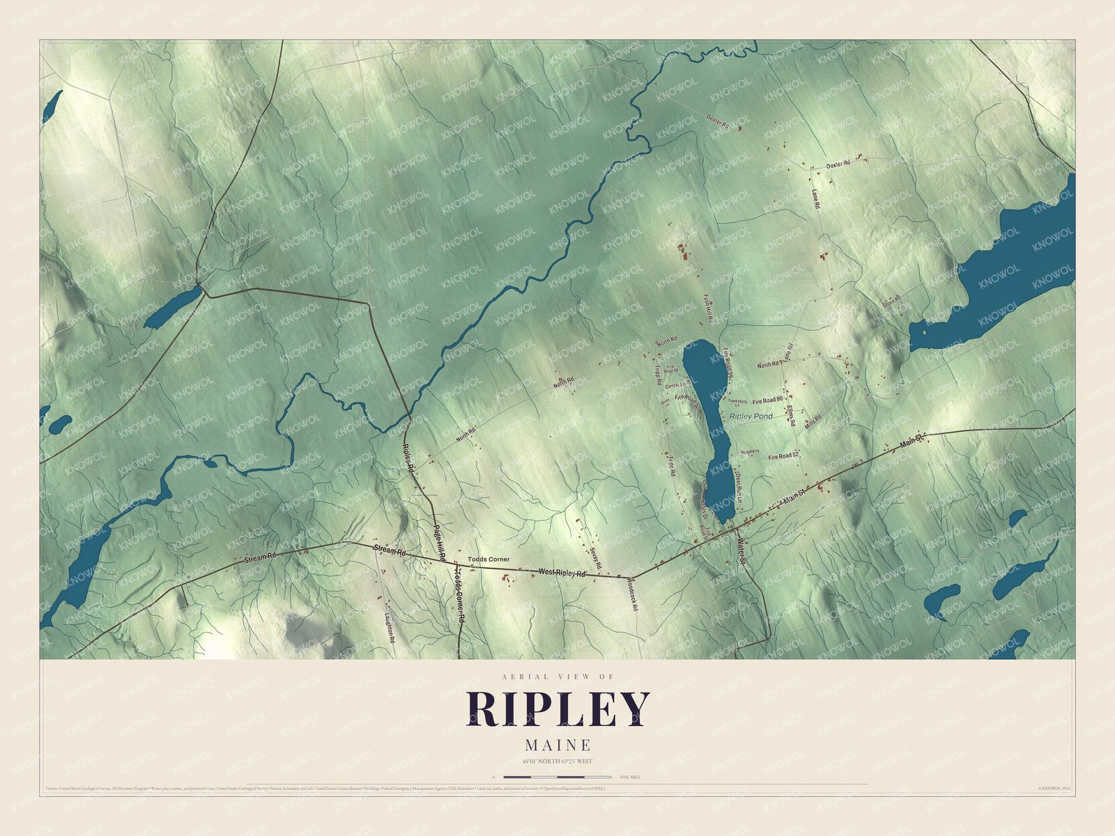 Protected watermarked complete map of Ripley, Maine