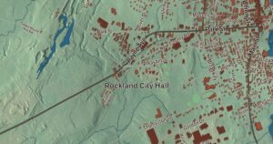 Close-up of the Rockland, Maine aerial map