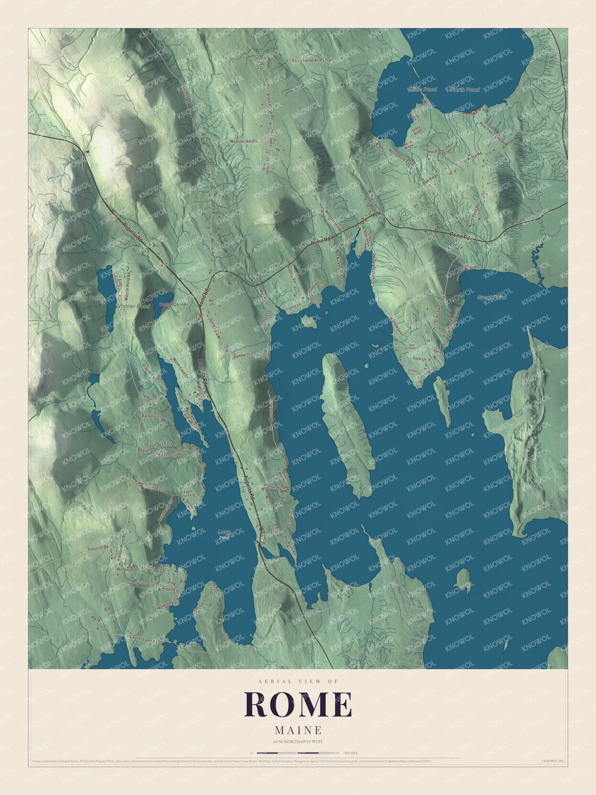 Protected watermarked complete map of Rome, Maine
