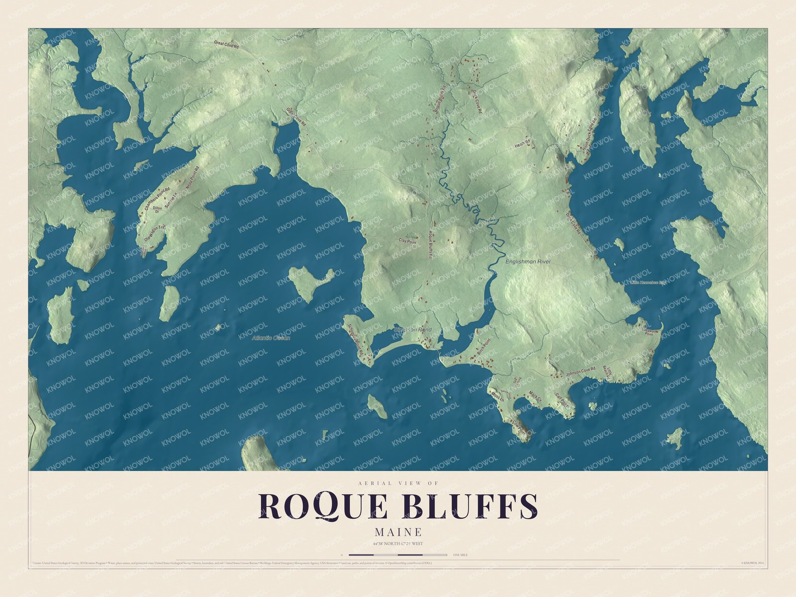 Protected watermarked complete map of Roque Bluffs, Maine
