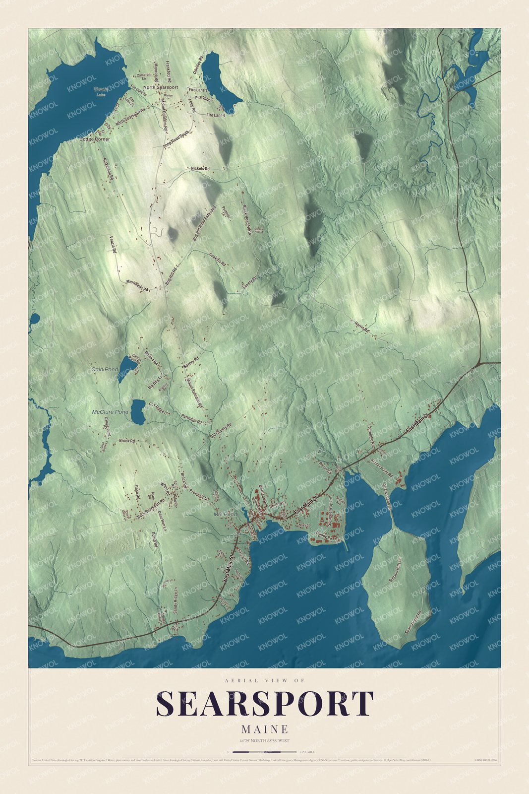 Protected watermarked complete map of Searsport, Maine