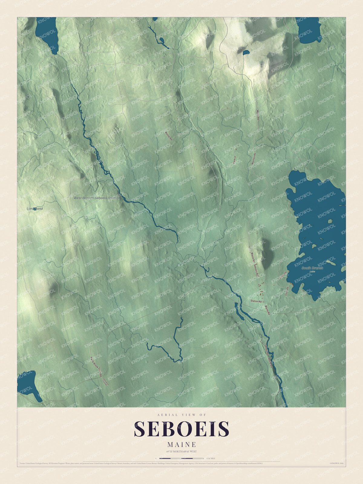 Protected watermarked complete map of Seboeis, Maine