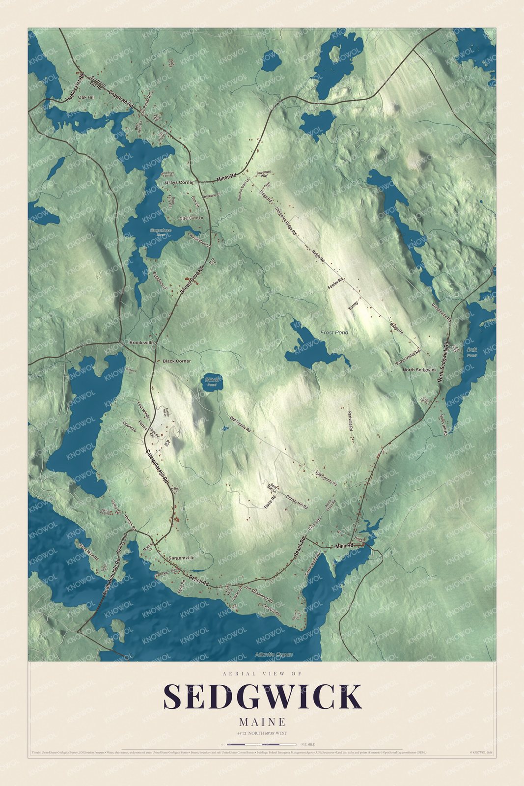 Protected watermarked complete map of Sedgwick, Maine