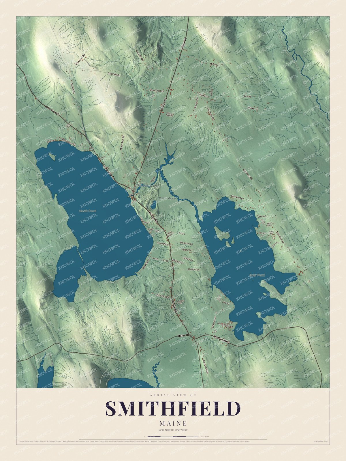 Protected watermarked complete map of Smithfield, Maine
