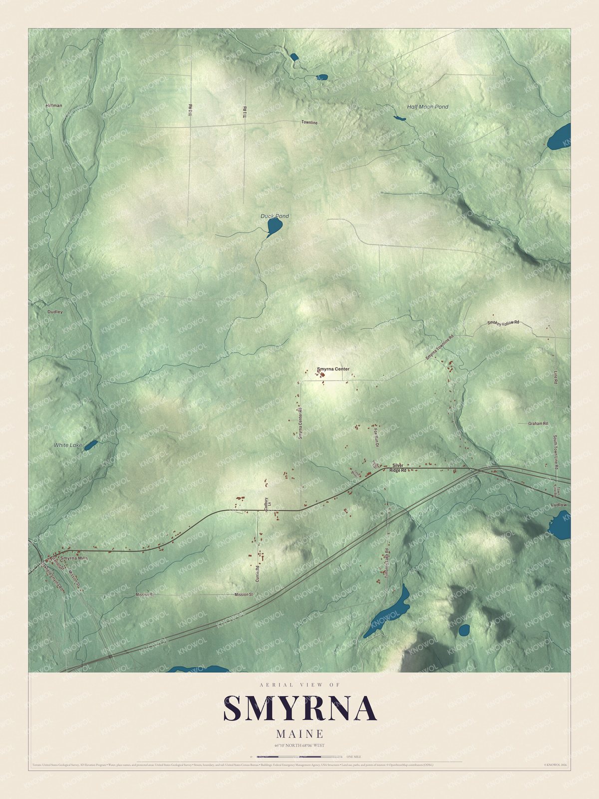 Protected watermarked complete map of Smyrna, Maine