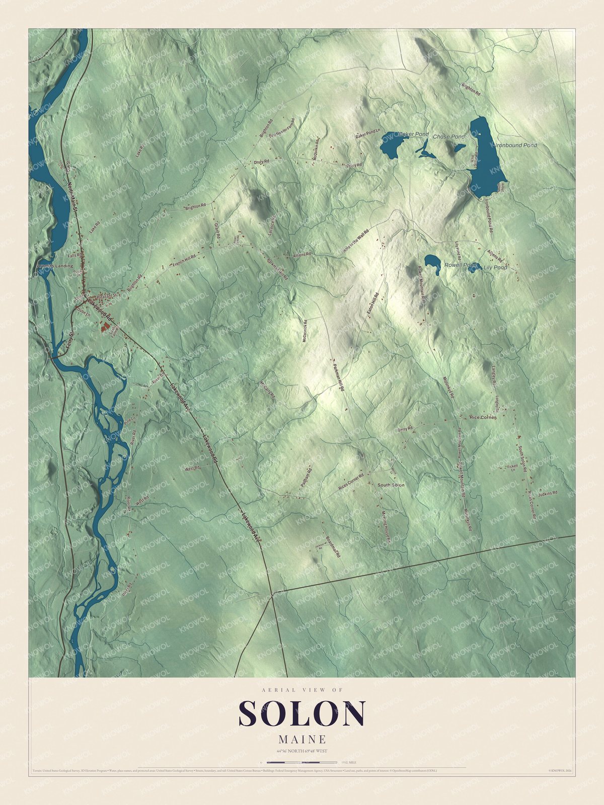 Protected watermarked complete map of Solon, Maine