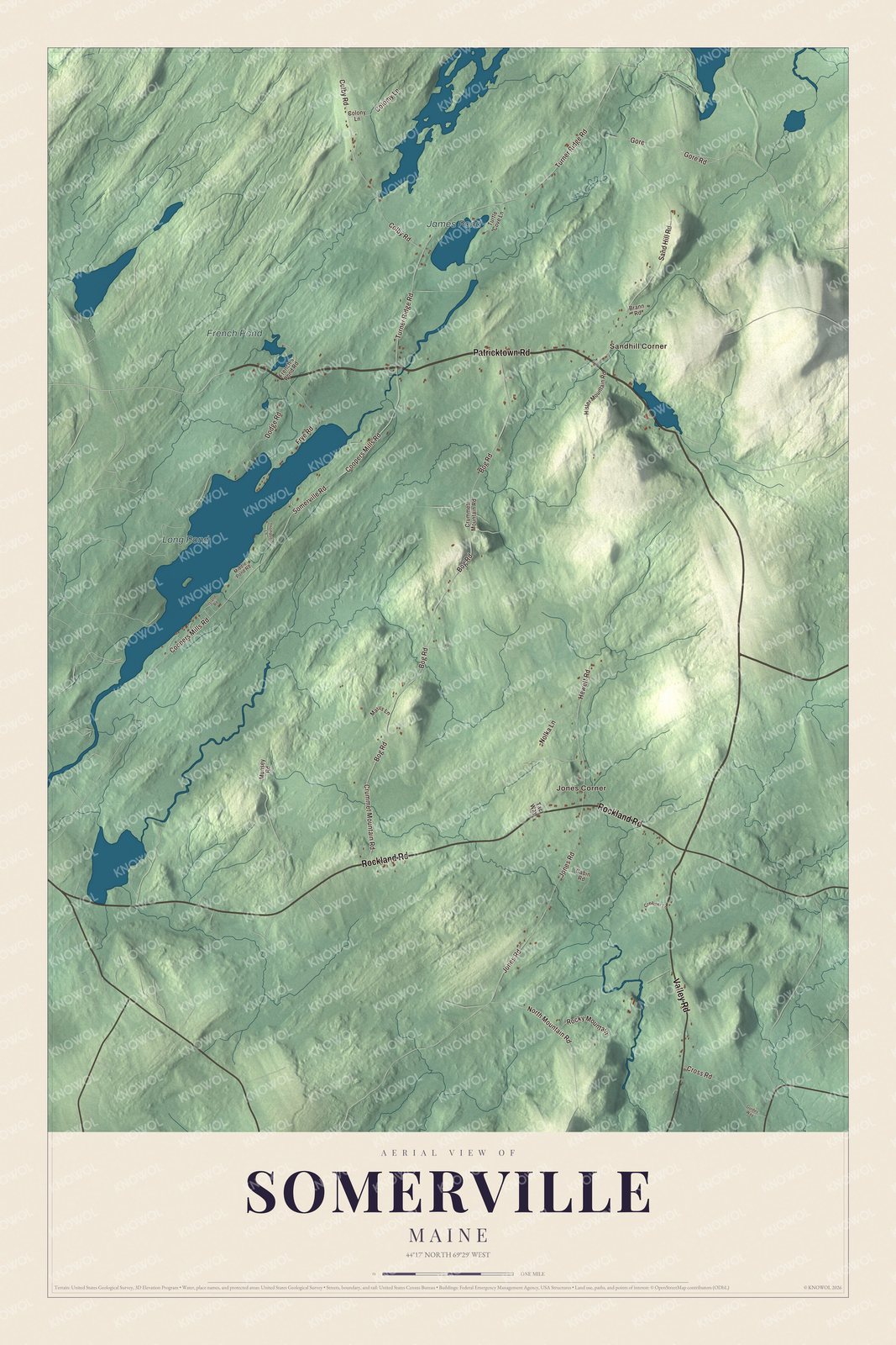Protected watermarked complete map of Somerville, Maine