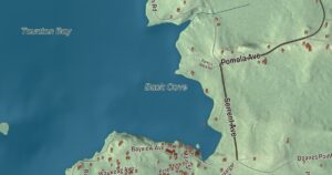 Close-up of the Sorrento, Maine aerial map