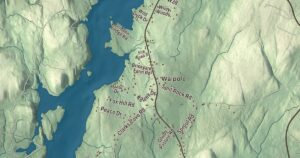 Close-up of the South Bristol, Maine aerial map