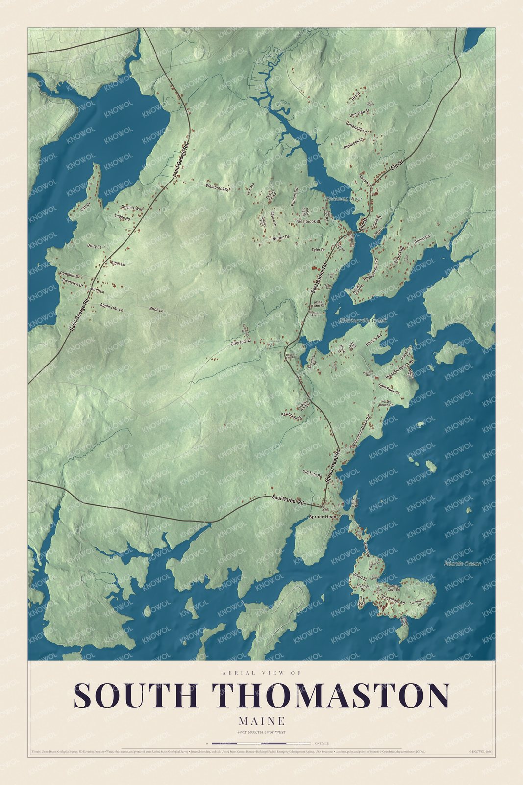 Protected watermarked complete map of South Thomaston, Maine