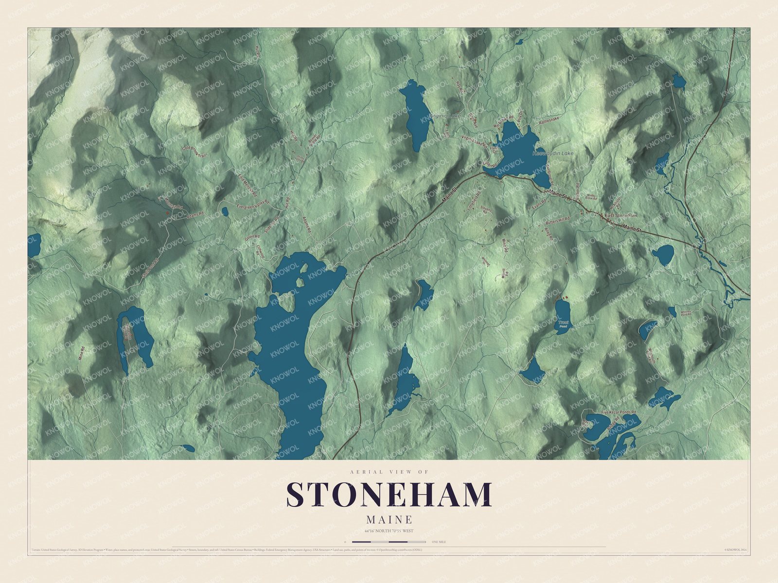 Protected watermarked complete map of Stoneham, Maine