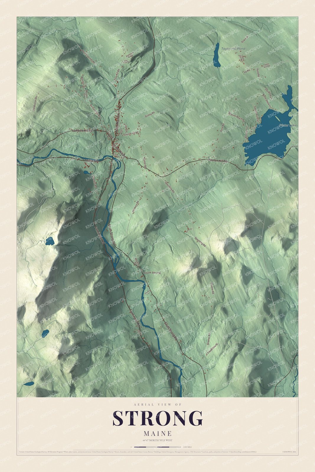 Protected watermarked complete map of Strong, Maine