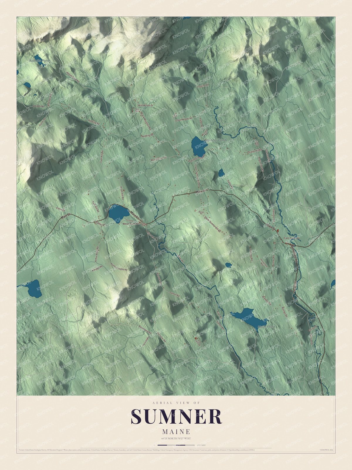 Protected watermarked complete map of Sumner, Maine
