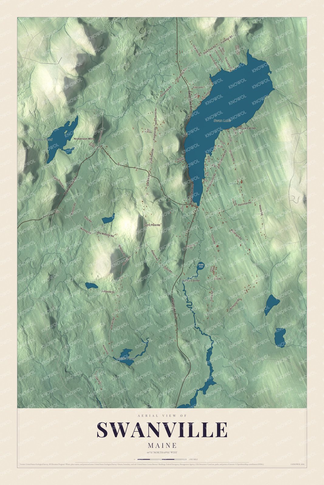 Protected watermarked complete map of Swanville, Maine