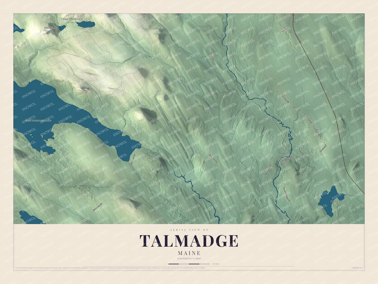 Protected watermarked complete map of Talmadge, Maine