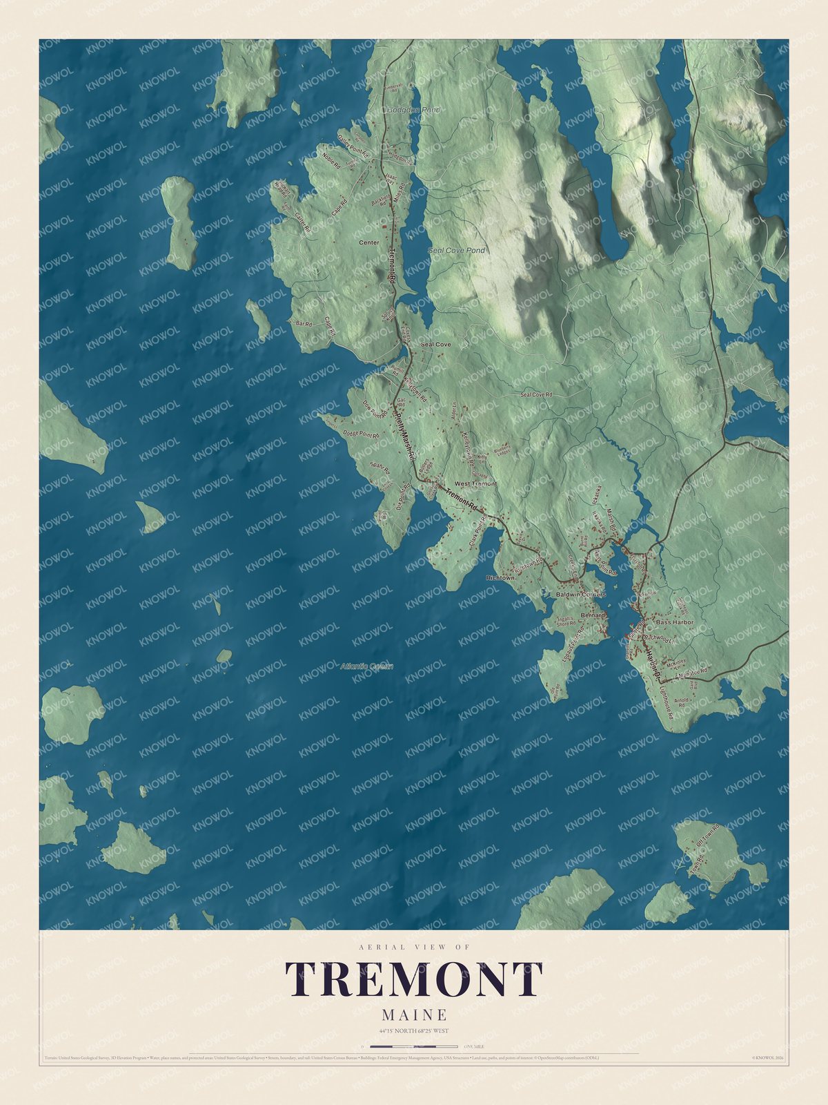 Protected watermarked complete map of Tremont, Maine