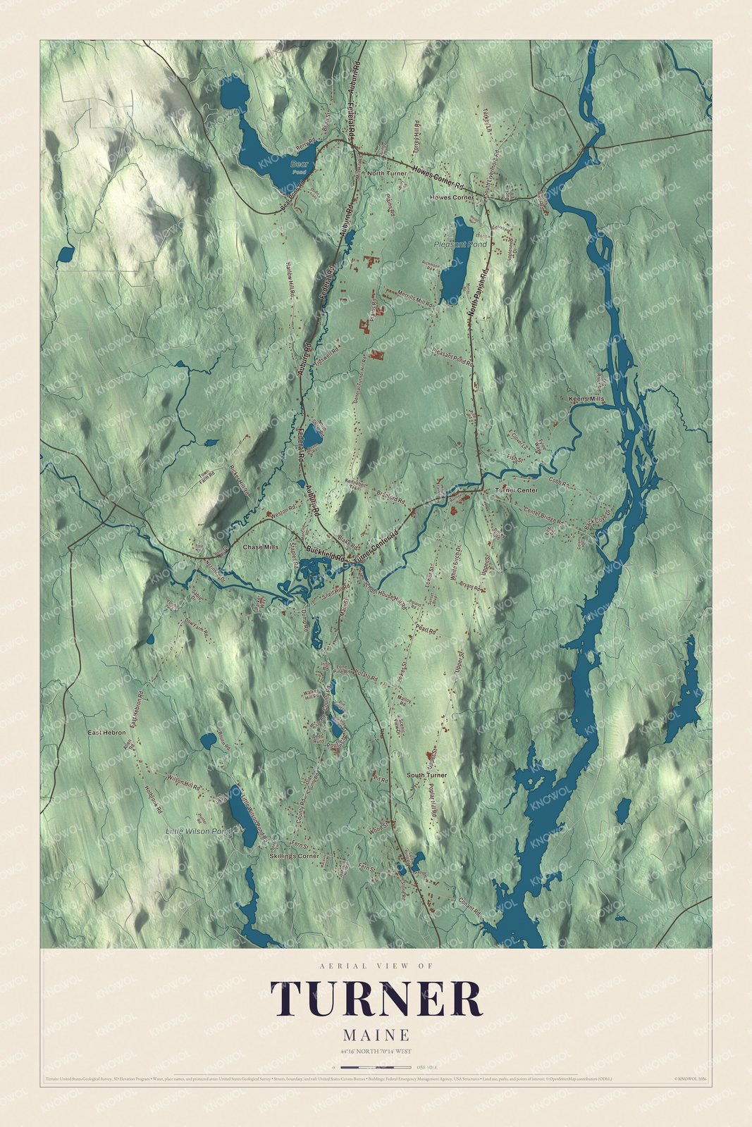 Protected watermarked complete map of Turner, Maine