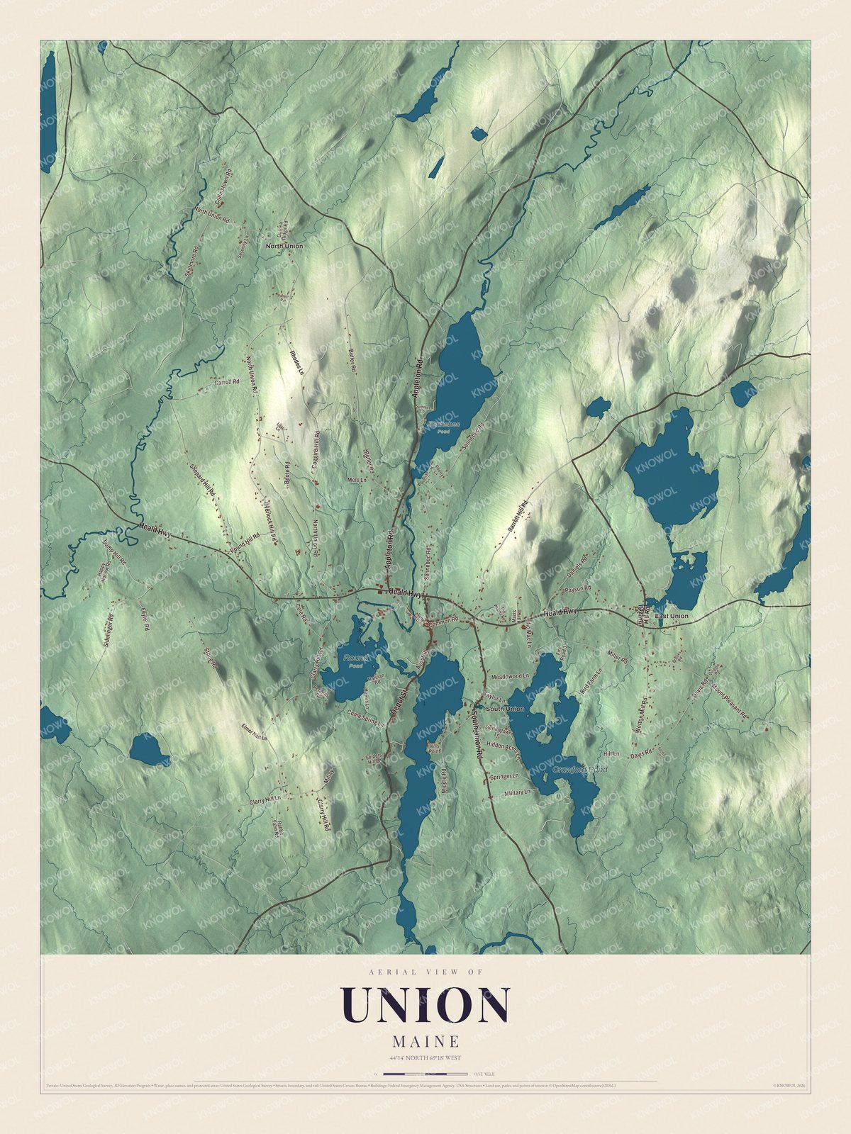 Protected watermarked complete map of Union, Maine