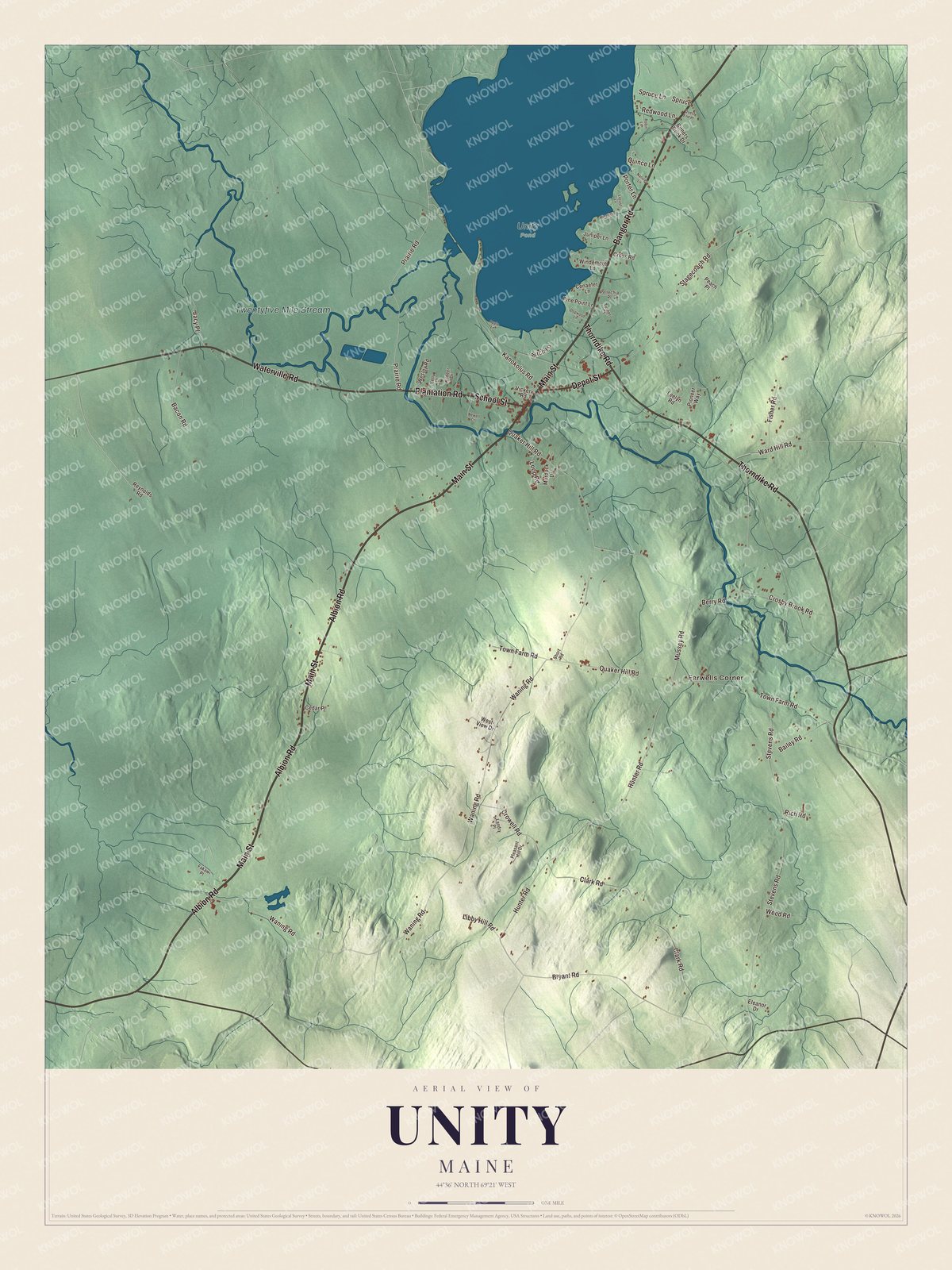 Protected watermarked complete map of Unity, Maine
