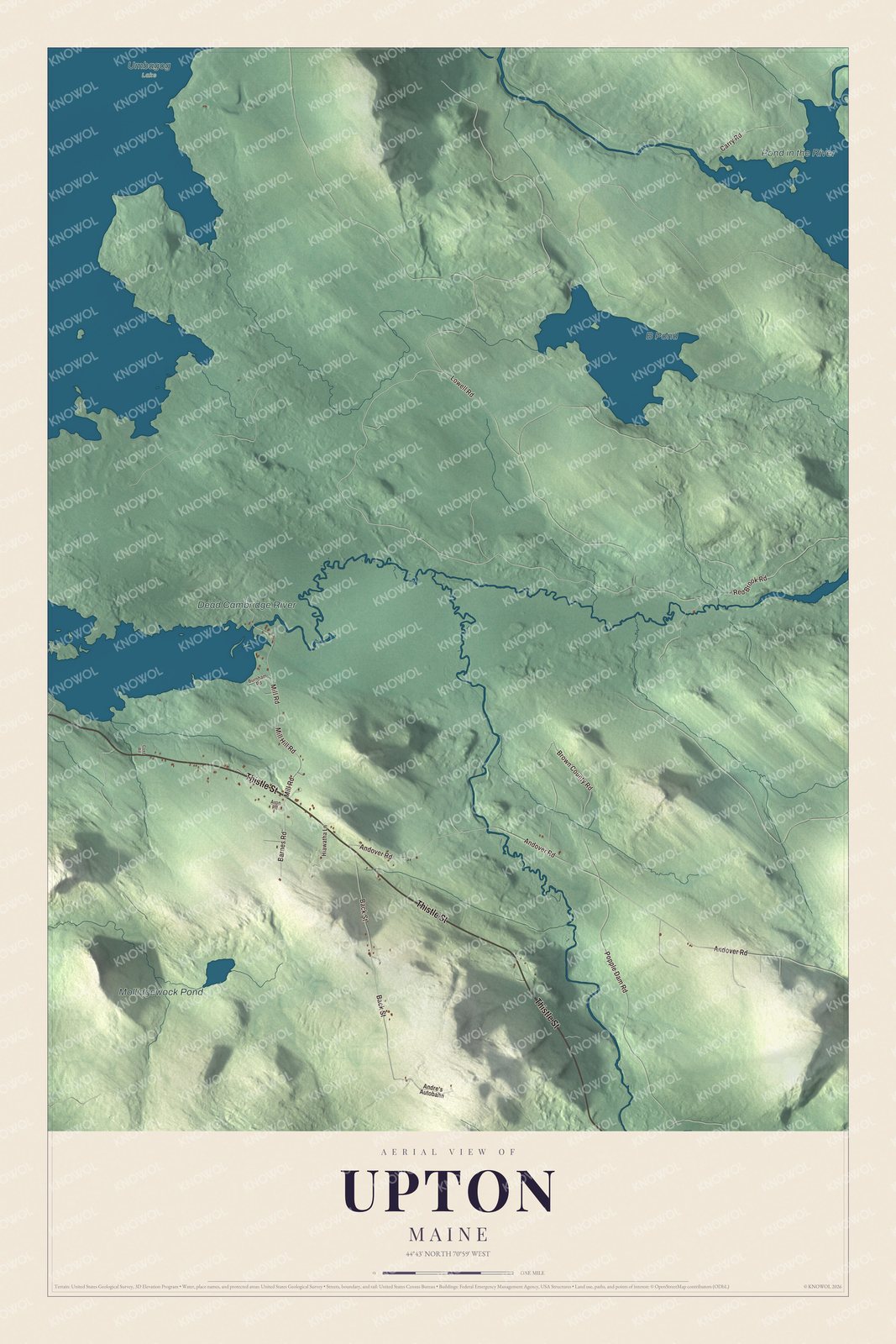 Protected watermarked complete map of Upton, Maine