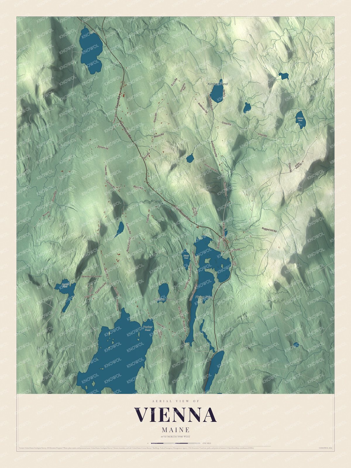 Protected watermarked complete map of Vienna, Maine