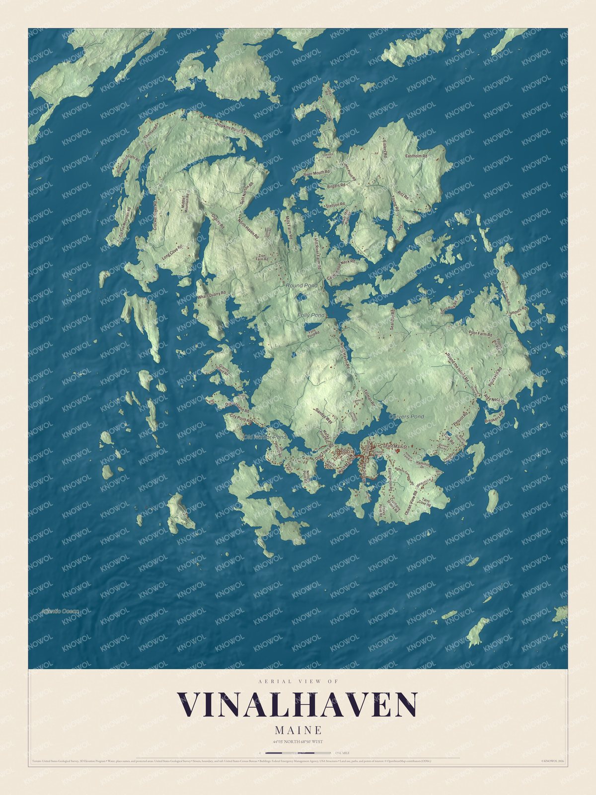 Protected watermarked complete map of Vinalhaven, Maine