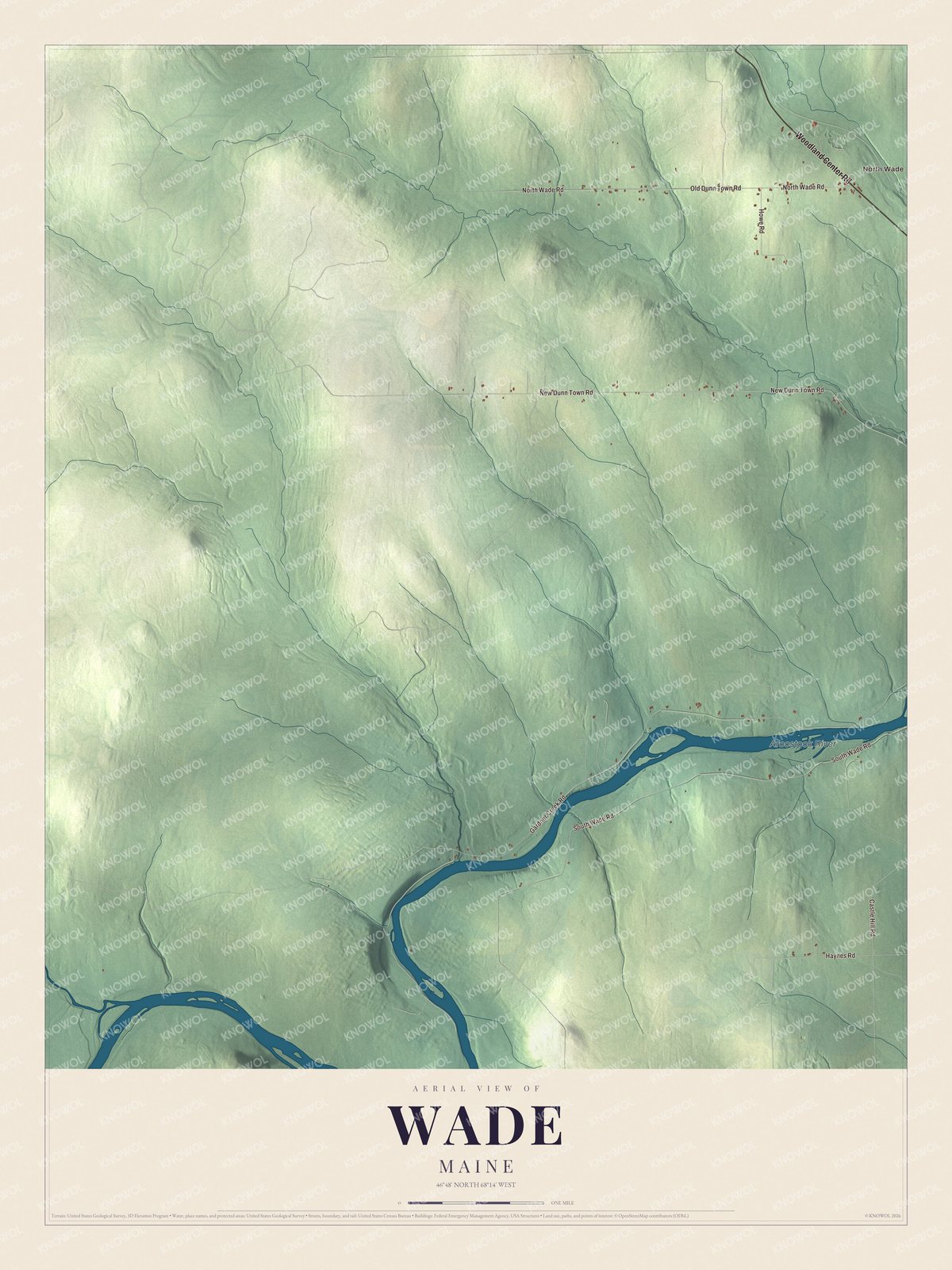 Protected watermarked complete map of Wade, Maine