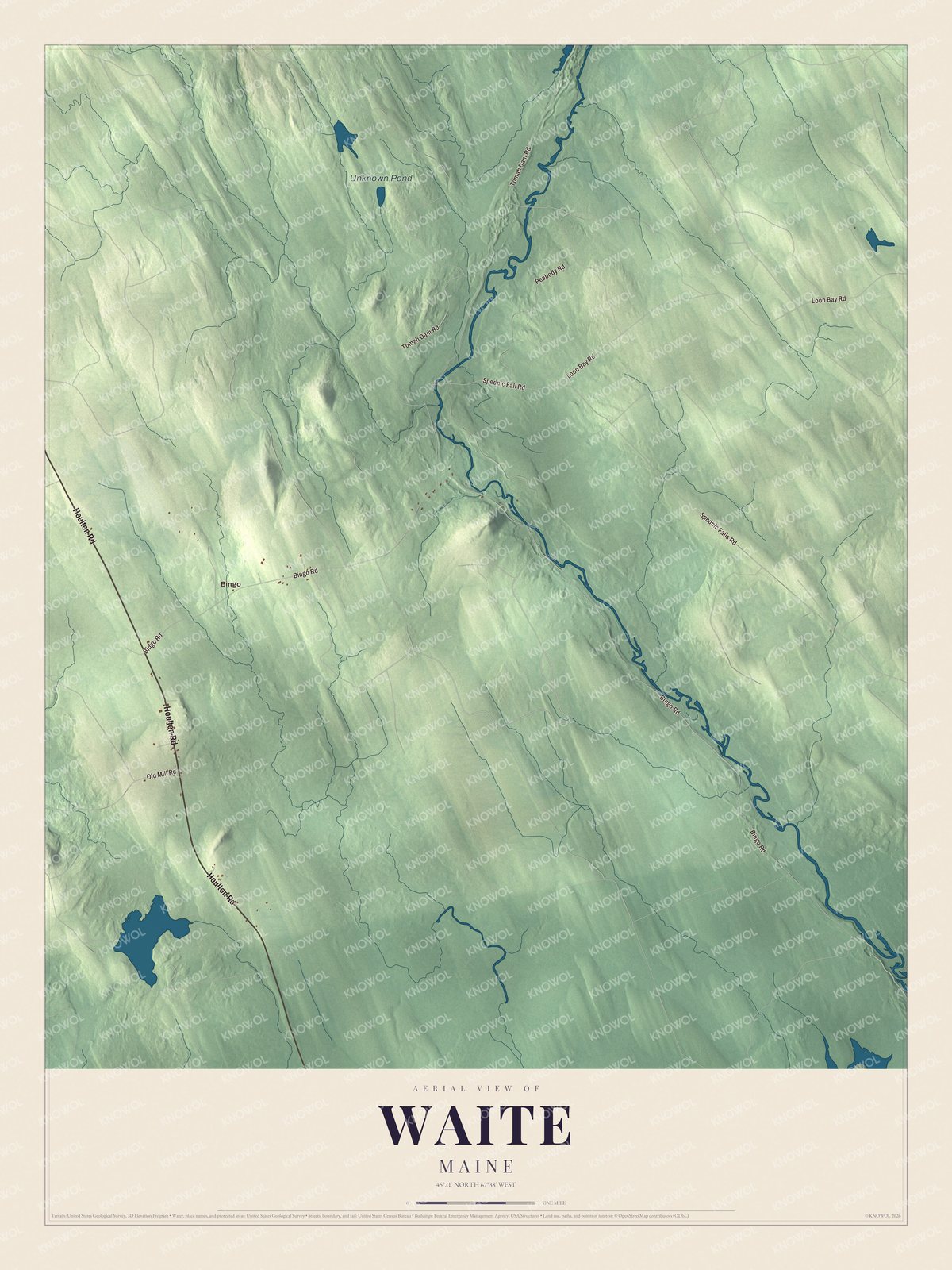 Protected watermarked complete map of Waite, Maine