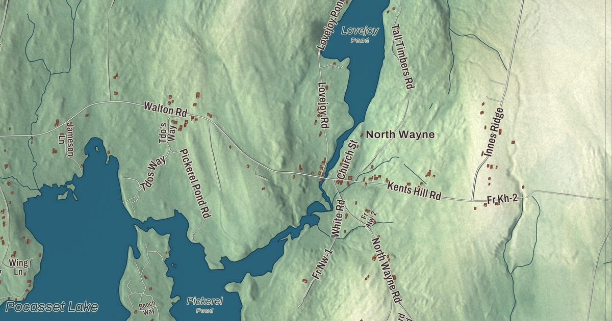 Map of Wayne, Maine