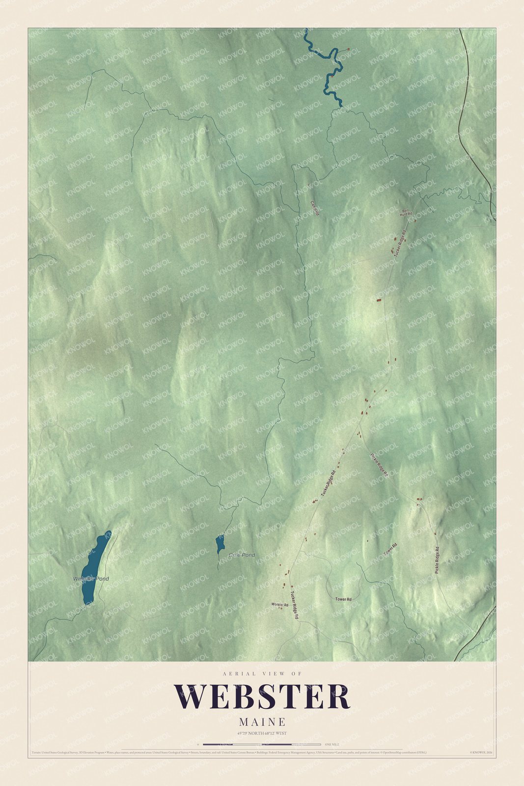 Protected watermarked complete map of Webster, Maine