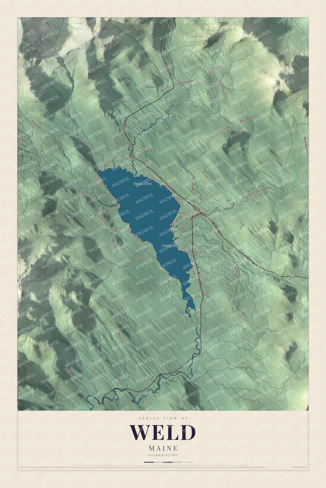 Protected watermarked complete map of Weld, Maine