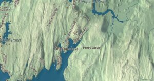 Close-up of the West Bath, Maine aerial map