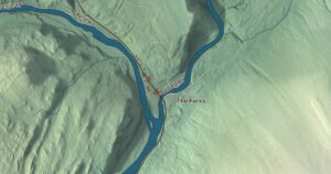 Close-up of the West Forks, Maine aerial map