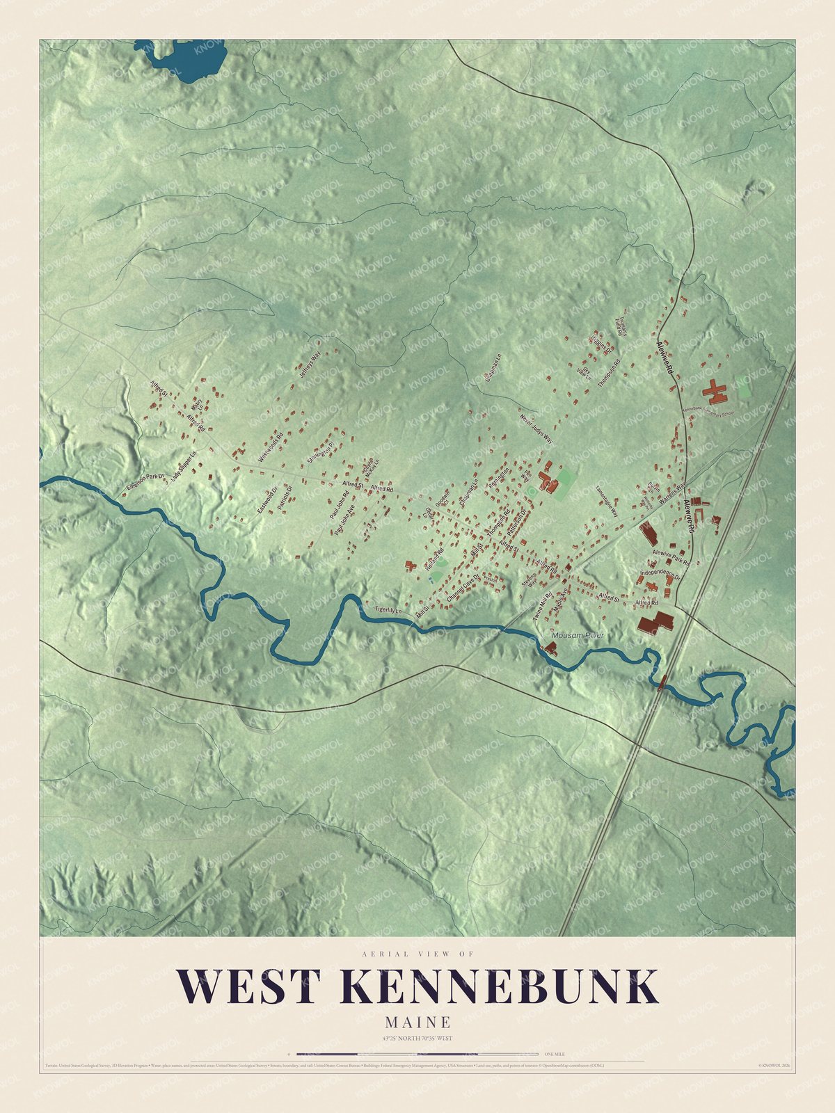 Protected watermarked complete map of West Kennebunk, Maine