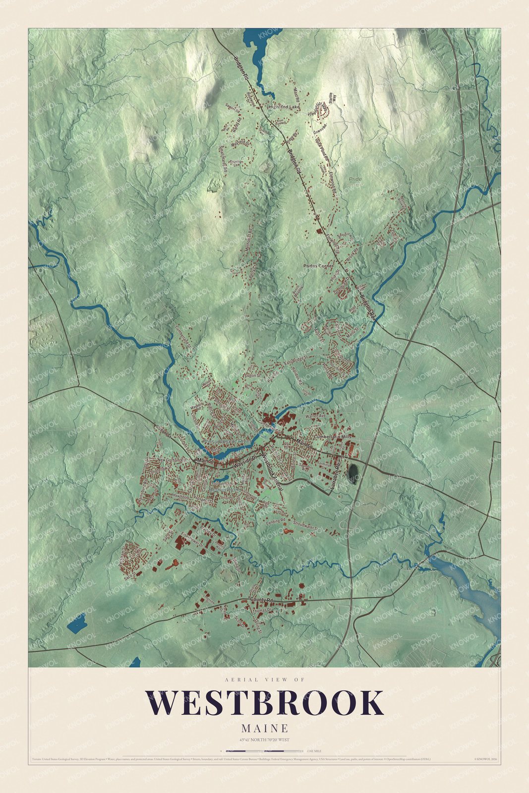 Protected watermarked complete map of Westbrook, Maine