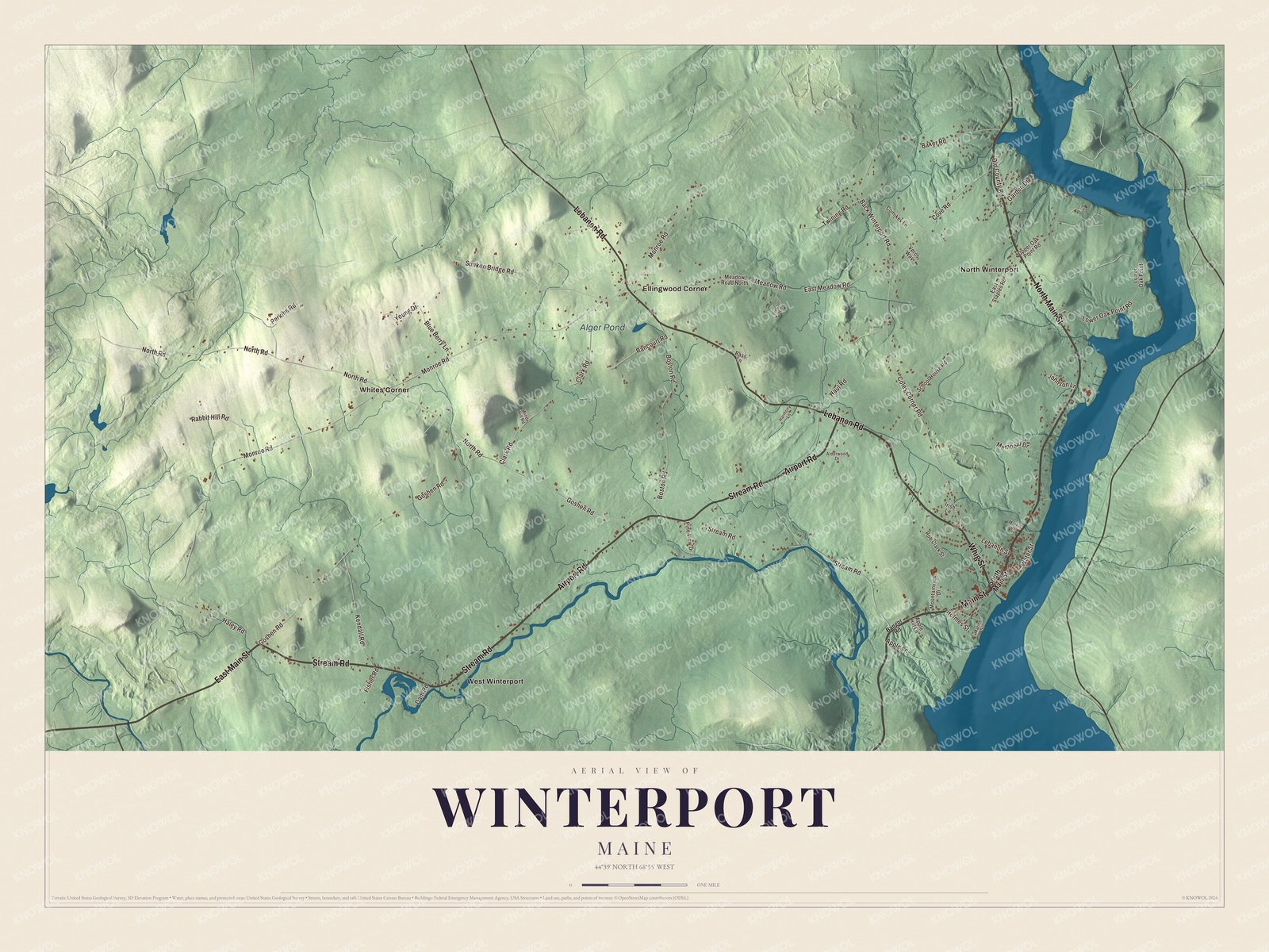 Protected watermarked complete map of Winterport, Maine