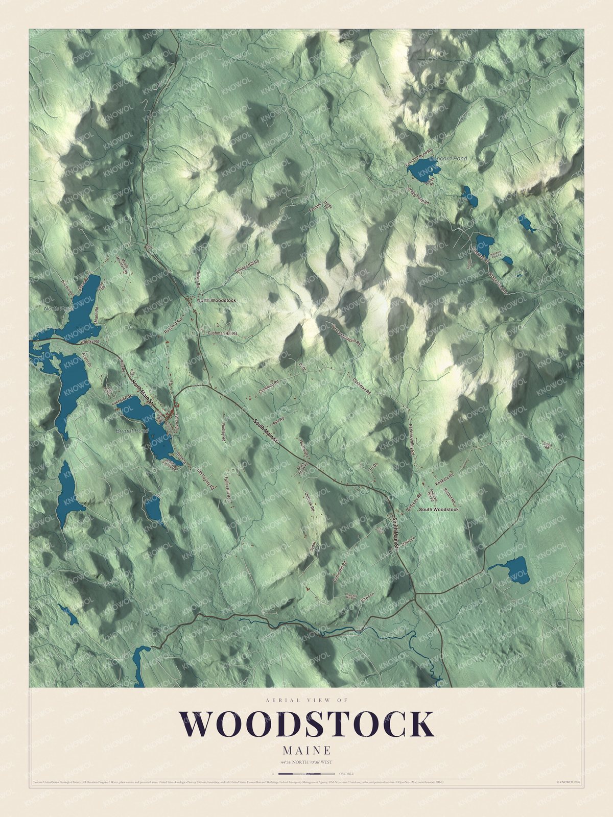 Protected watermarked complete map of Woodstock, Maine