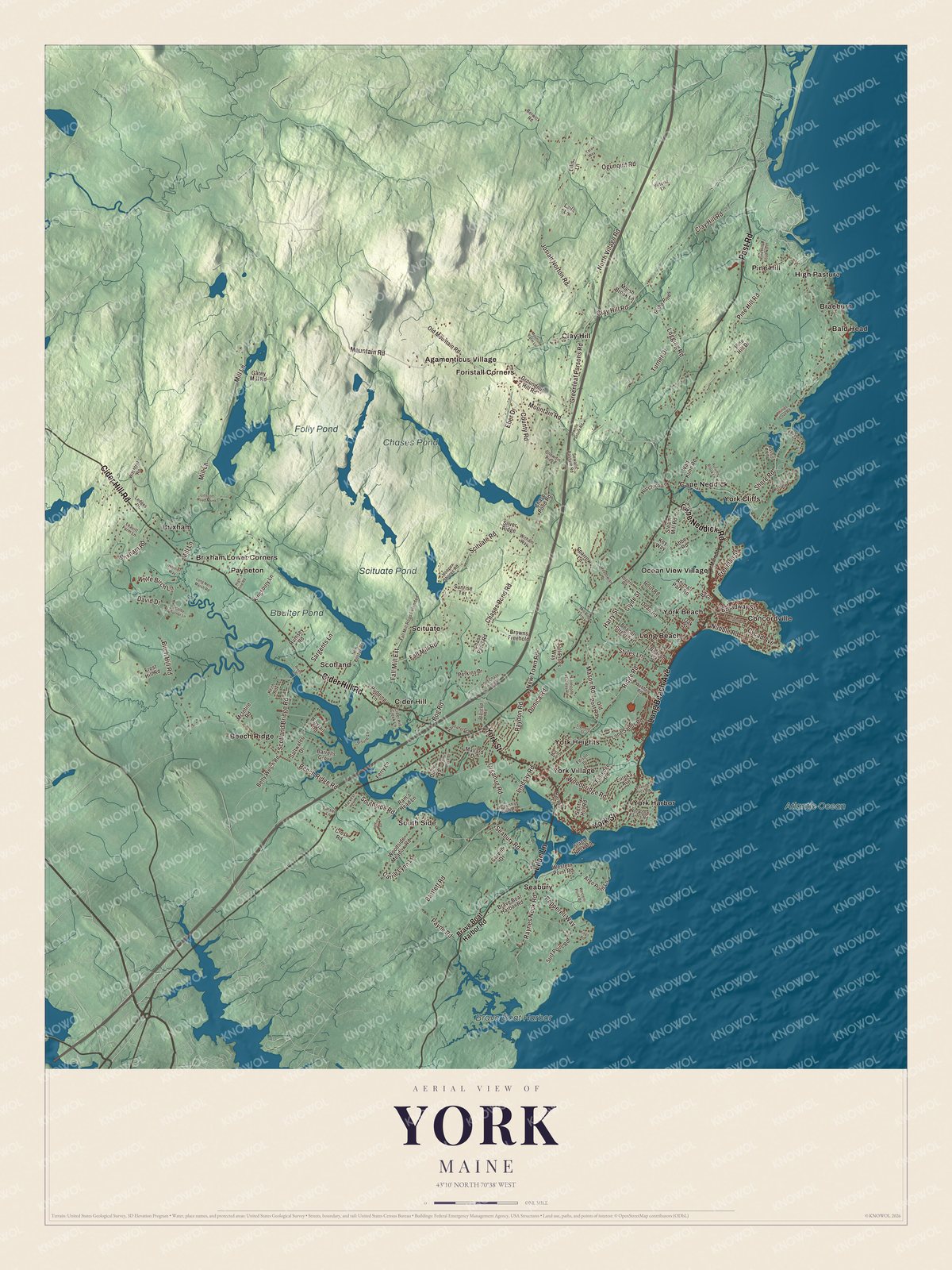 Protected watermarked complete map of York, Maine