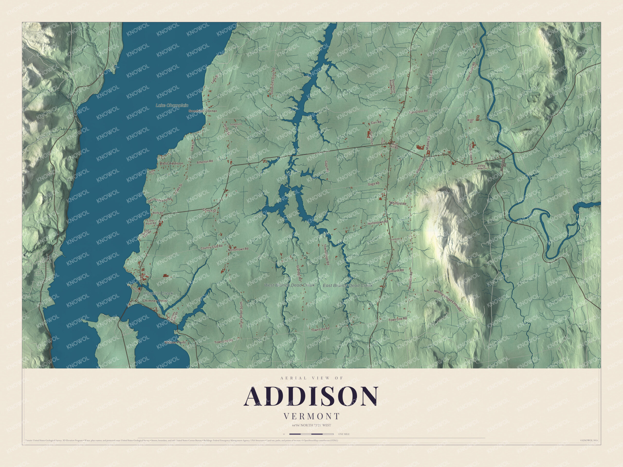 Protected watermarked complete map of Addison, Vermont